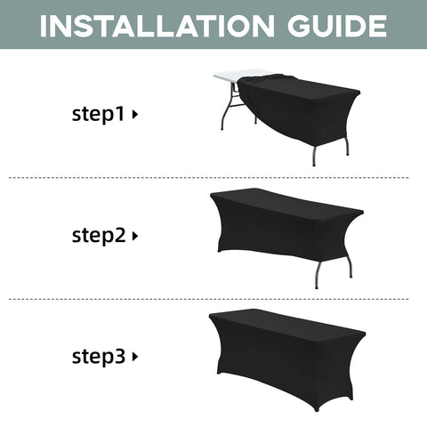 CWK cubierta para mesa 6ft negro, uso interior y exterior, resistente a arrugas