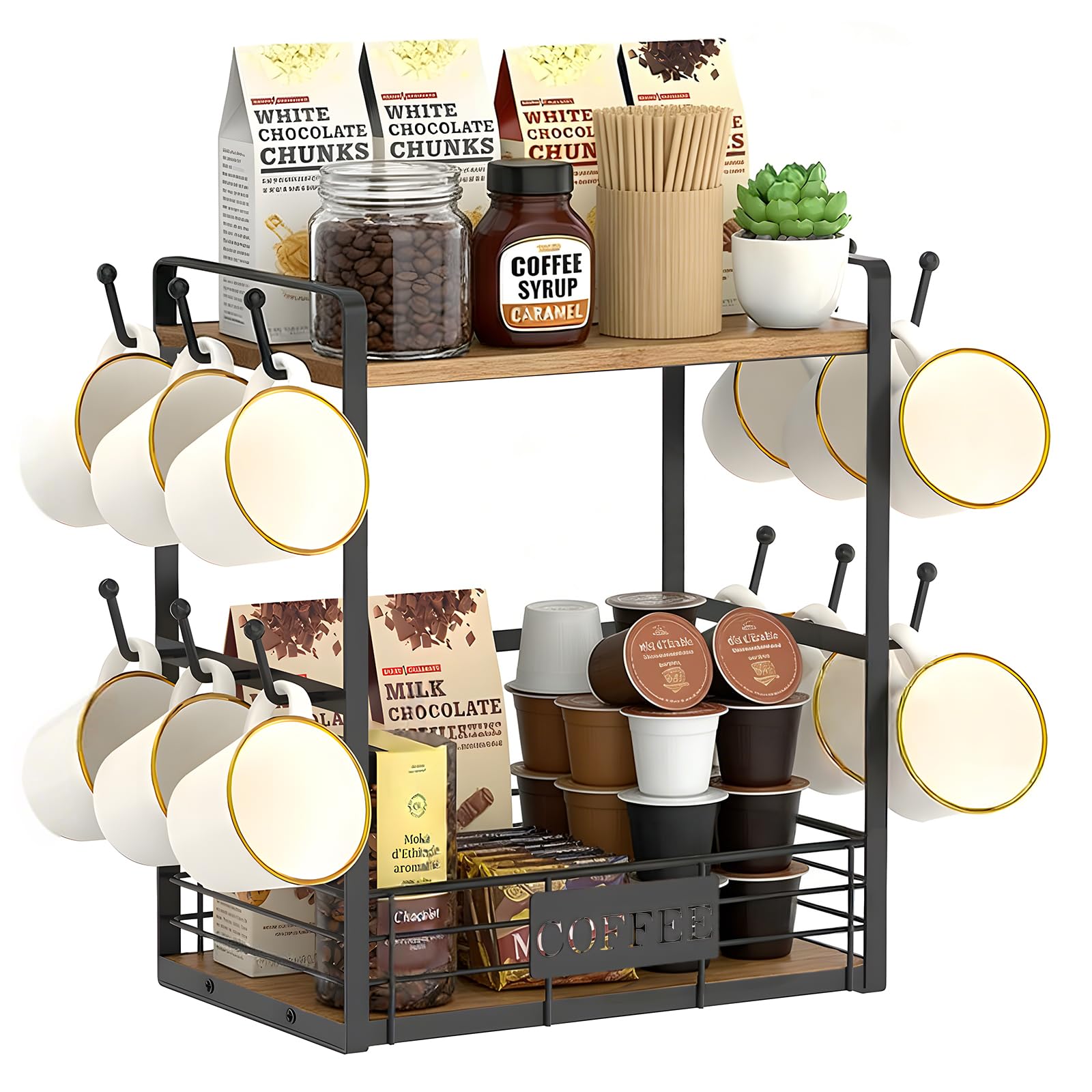 CWYEYE estante dos niveles para tazas, organización práctica para tu cocina