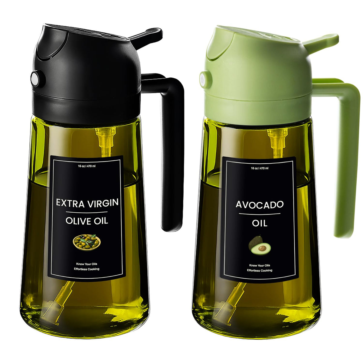 CXINYI dispensador 2 en 1 con pulverización para cocinar y vertido preciso.