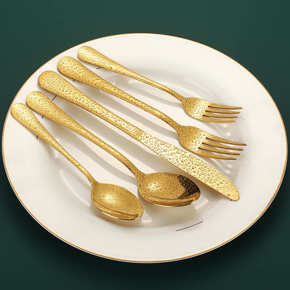 CXJY cubiertos dorados en mesa de lujo, complemento perfecto para cena.