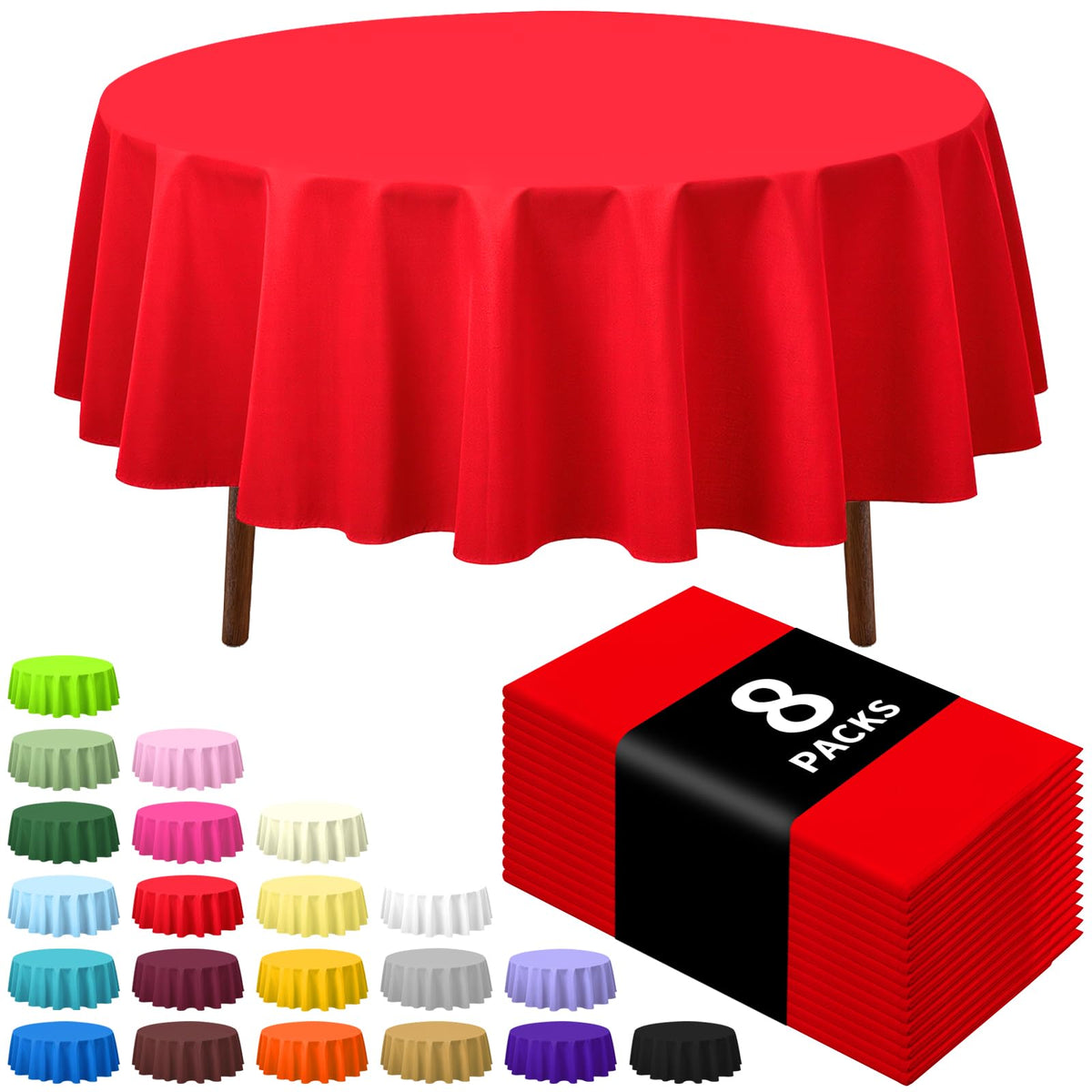CXPSINC mantel plastico redondo rojo, ideal para fiestas y limpieza rápida.