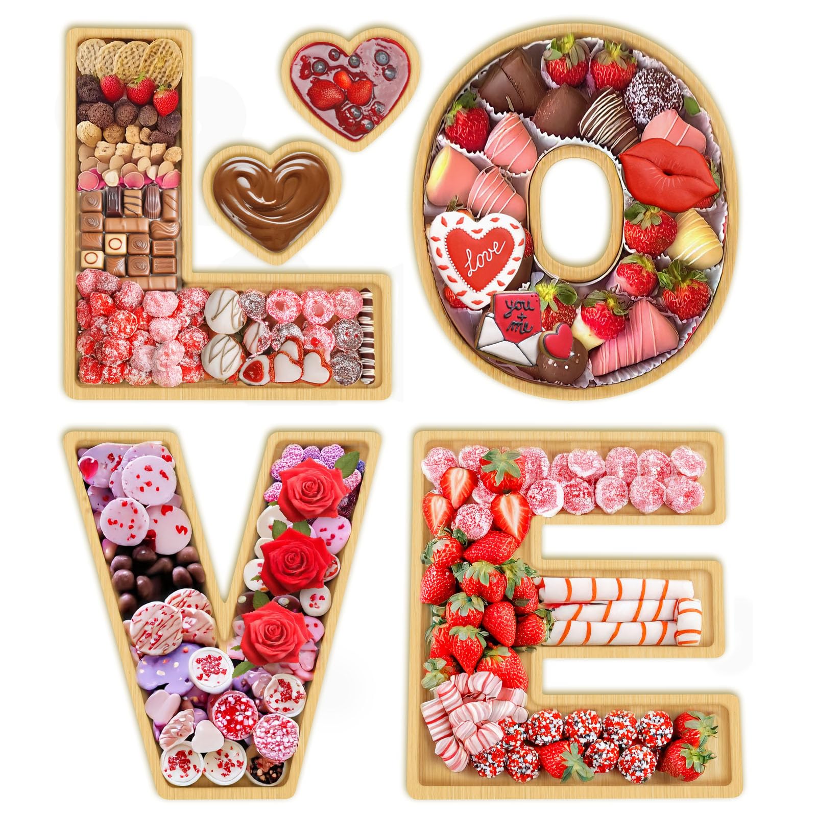 CYAOOI letras amor charcutería tablero de madera, ideal para degustaciones románticas en casa.