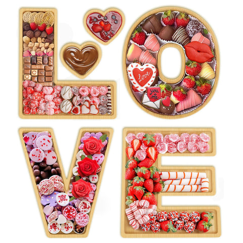 CYAOOI letras amor charcutería tablero de madera, ideal para degustaciones románticas en casa.