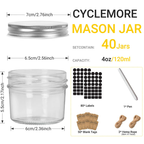 Frascos CycleMore de cristal transparente de 4 oz para ver contenidos