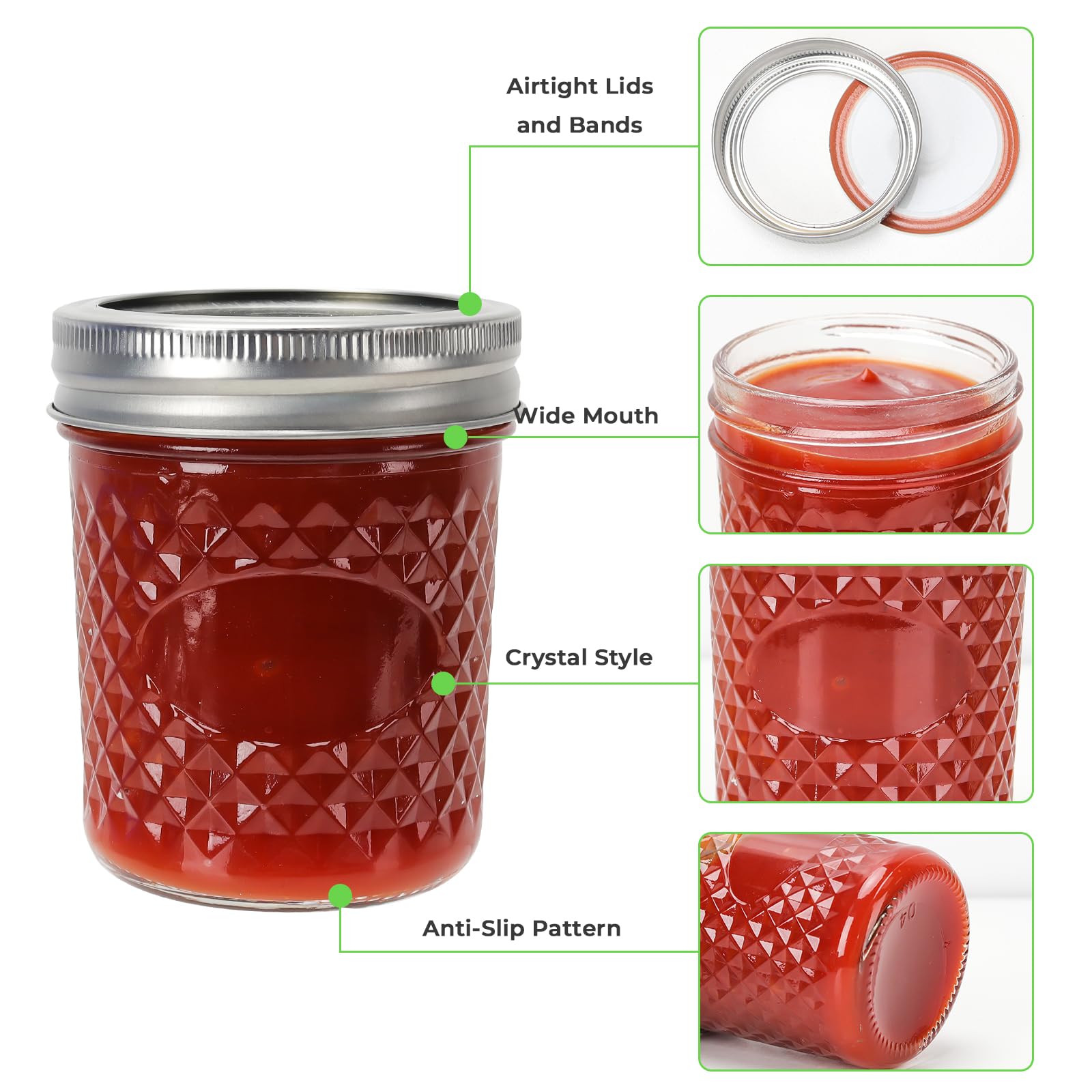 CycleMore conjunto de 30 jarras de cristal de boca regular para conservar alimentos