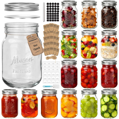 Jarras CycleMore de cristal con relieves 16oz para almacenamiento elegante