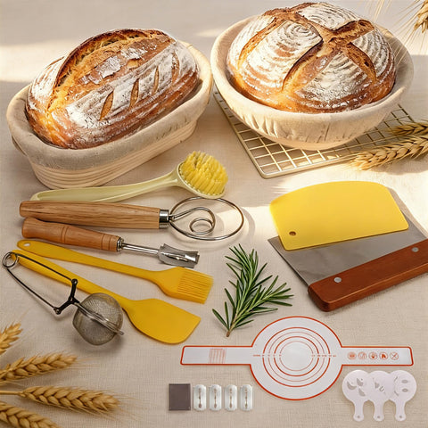 Cycsan kit masa madre con banneton redondo de 9 pulgadas para fermentación uniforme.