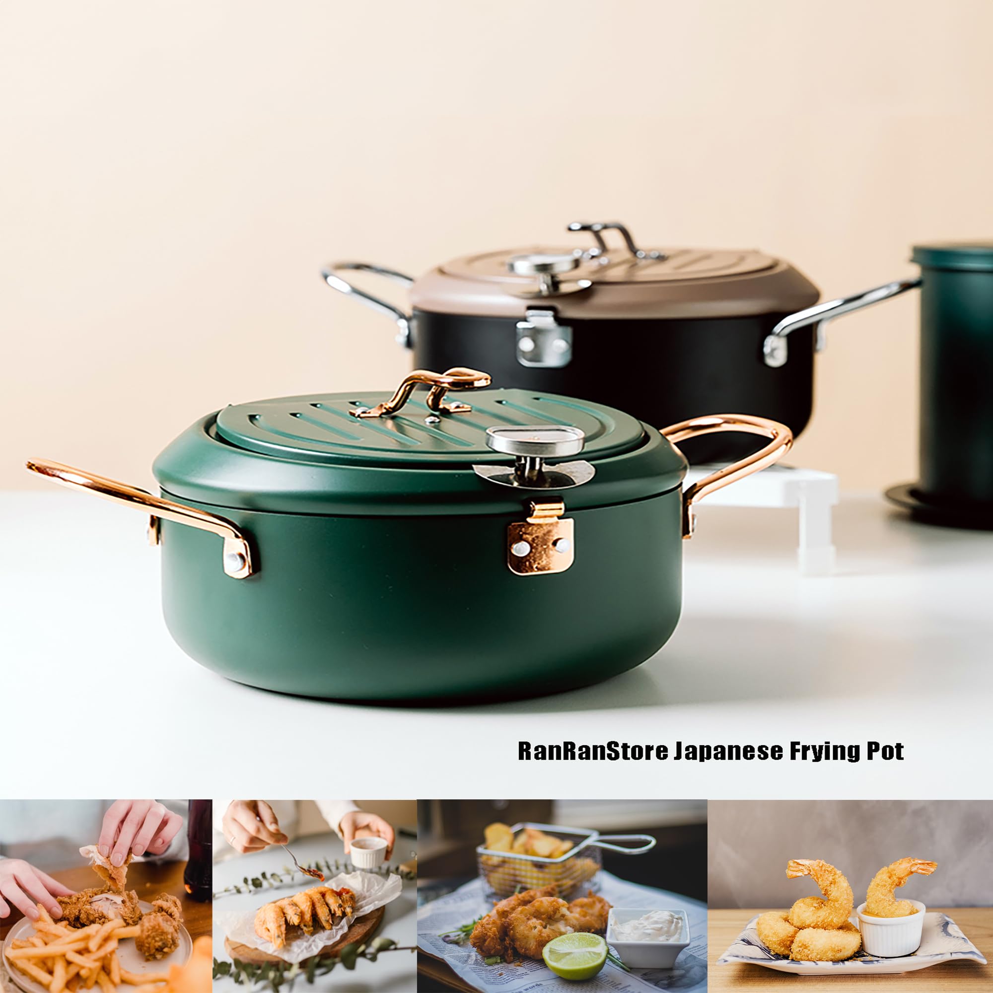 Cyrder Olla freír con interior y exterior antiadherente para limpieza fácil.