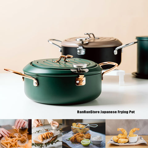 Cyrder Olla freír con interior y exterior antiadherente para limpieza fácil.