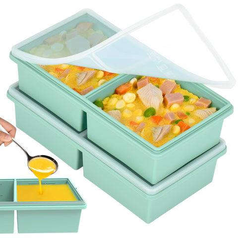 CyhHave bandejas congelar silicona: 2 tazas con tapas para porciones rápidas y seguras.