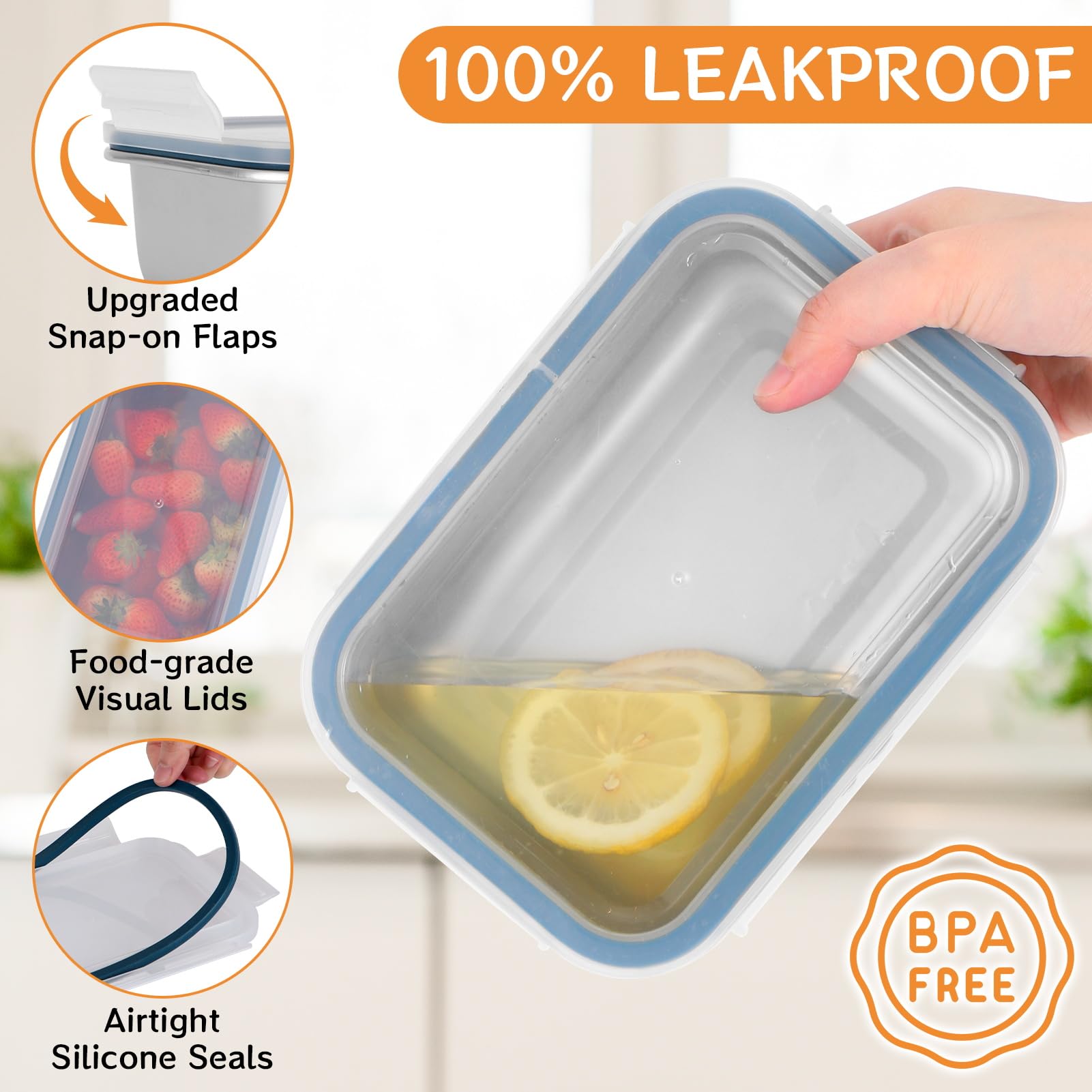 Cykorxicc contenedor 550 ml rectangular, perfecto para porciones individuales.