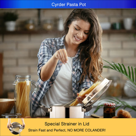 Cyrder olla pasta con base triple capas para calor uniforme
