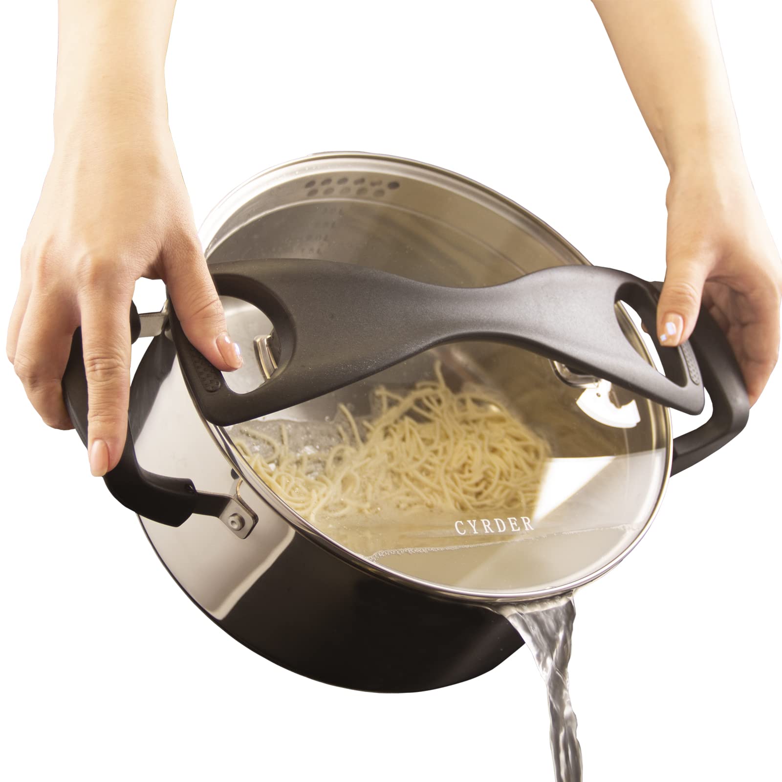 Cyrder olla pasta inoxidable con colador integrado para escurrir y hervir