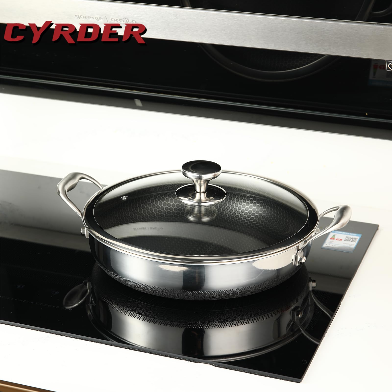 Cyrder pan con diseño láser hexagonal en interior y exterior, liberación de alimentos más suave