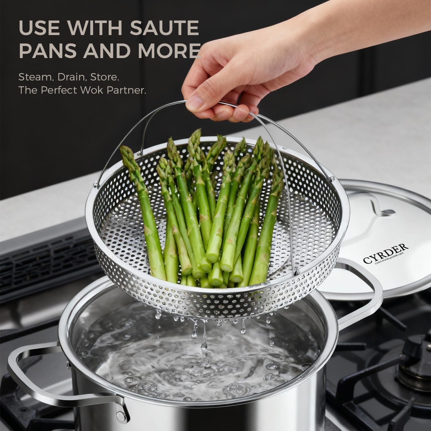 Sartén saltear Cyrder 4 qt con tapa para guisos rápidos