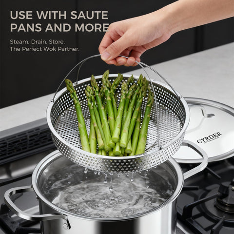 Sartén saltear Cyrder 4 qt con tapa para guisos rápidos