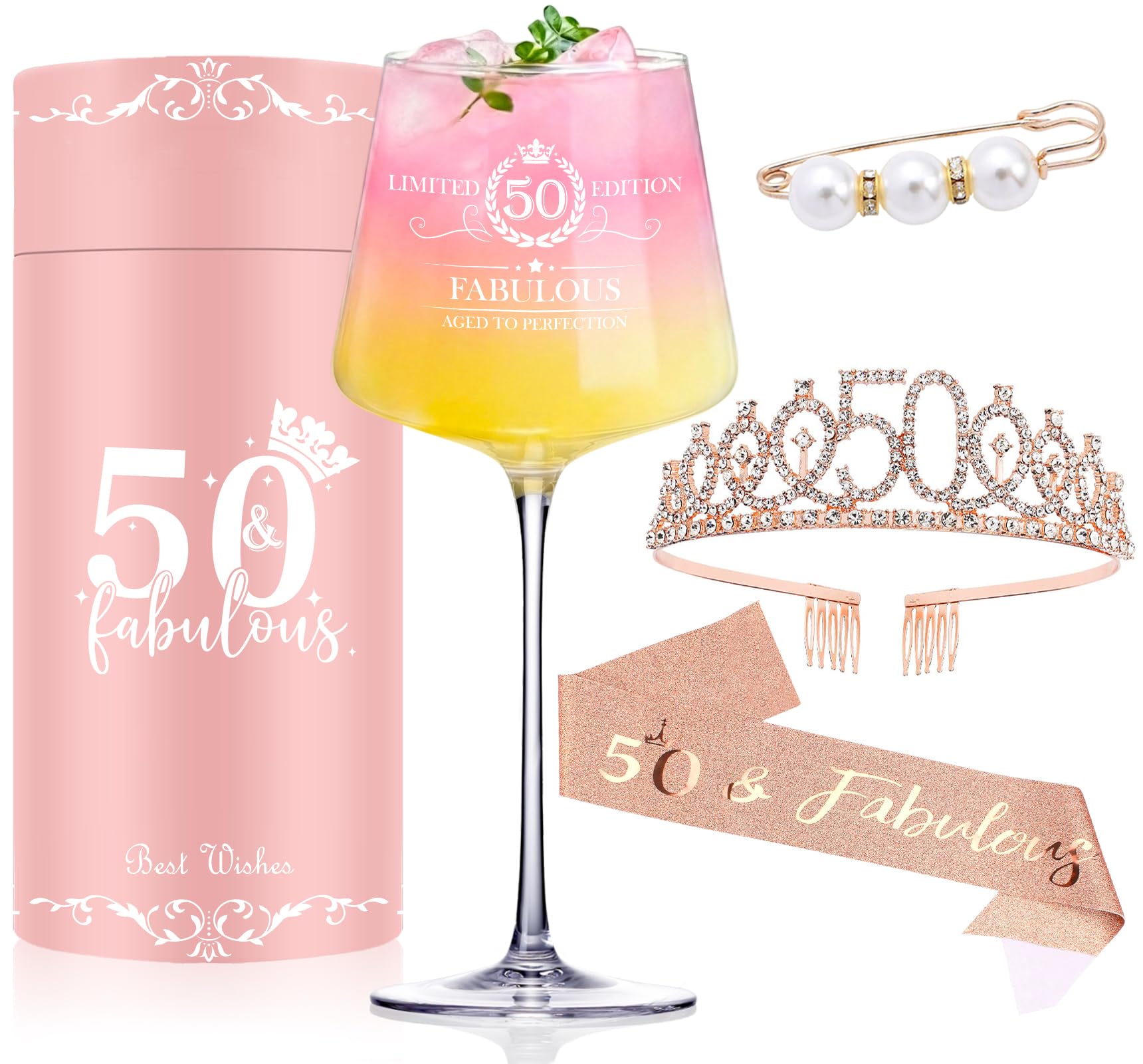 Cyrelwing copa de vino 50 años, ideal para brindar en la celebración.