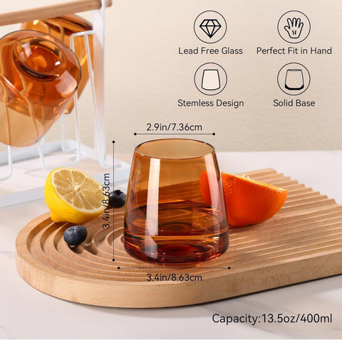 Cyrelwing copa sin tallo con curvas doradas para airear vinos