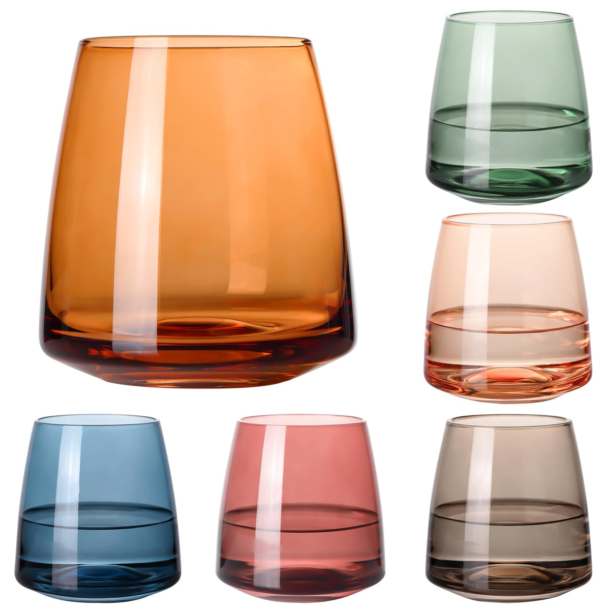 Cyrelwing copa de vino sin asa multicolor para degustación elegante
