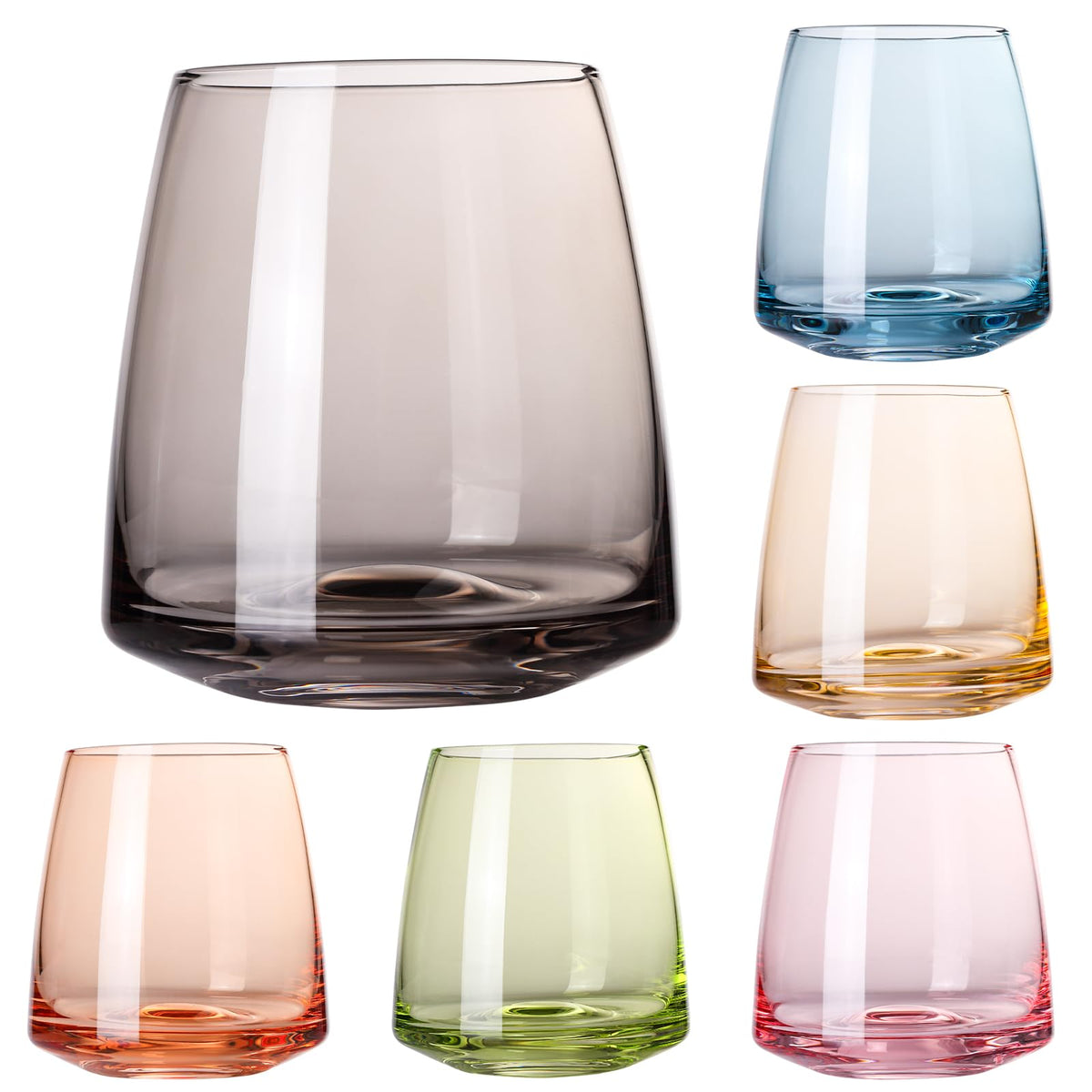 Cyrelwing copas sin tallo, juego de 6 colores, ideal para vinos y cócteles