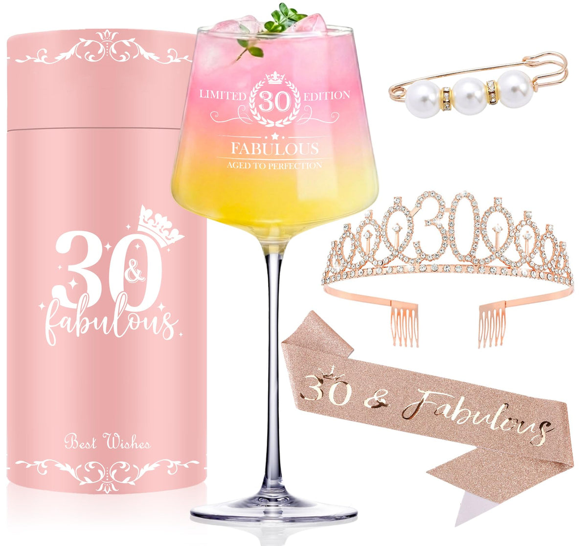 Vaso de vino Cyrelwing 30o grabado, regalo elegante para la celebrante.