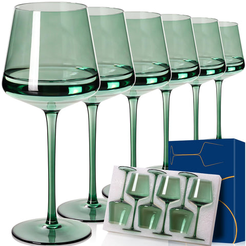 Cyrelwing vasos de vino verdes 18oz, ideales para degustaciones más largas.