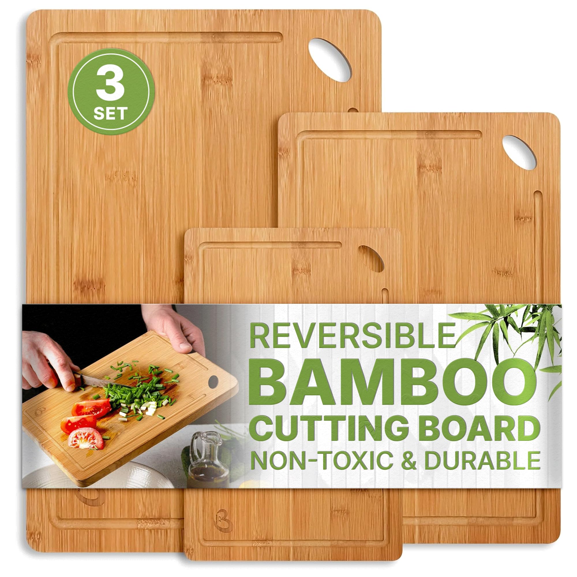 CZ Murphy: conjunto de 3 tablas de cortar de bambú, ideal para separar verduras
