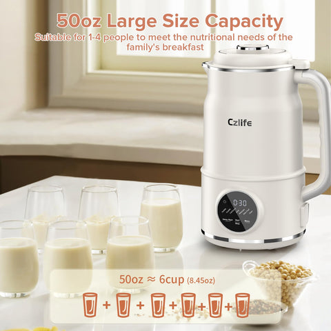 Czlife N7: leche-soya-50oz, bebida vegetal suave lista para recetas.