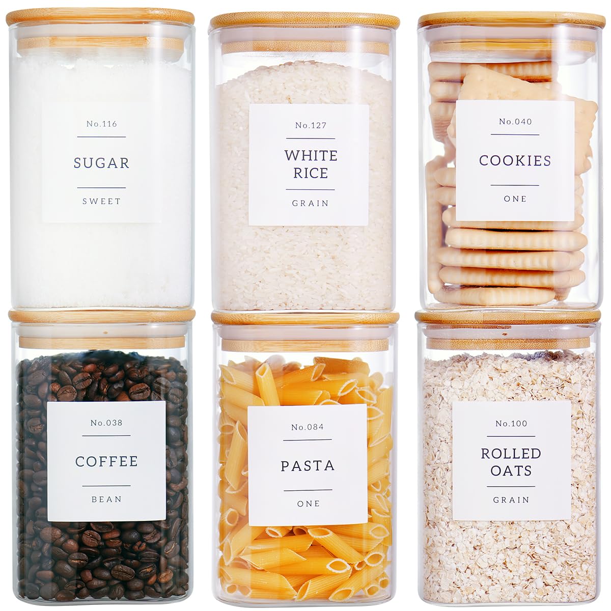 Frascos de cocina cuadrados CZZGSM con tapas de bambú para organización elegante.