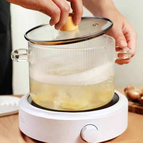 czzgsm olla cristal ideal para pasta, sopas y leche, visualiza el hervor.