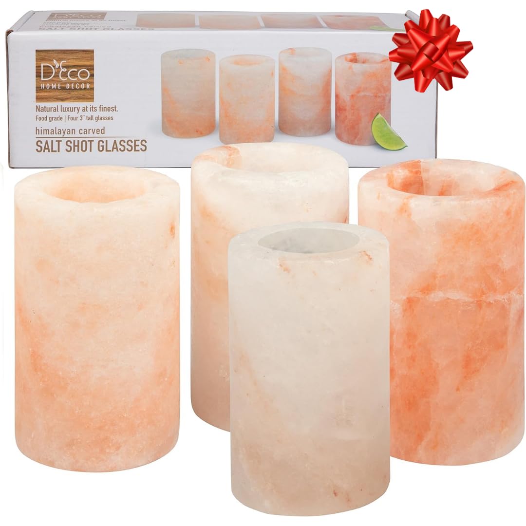 Vasos D'Eco de sal rosa Himalaya, set de 4 para tequila.