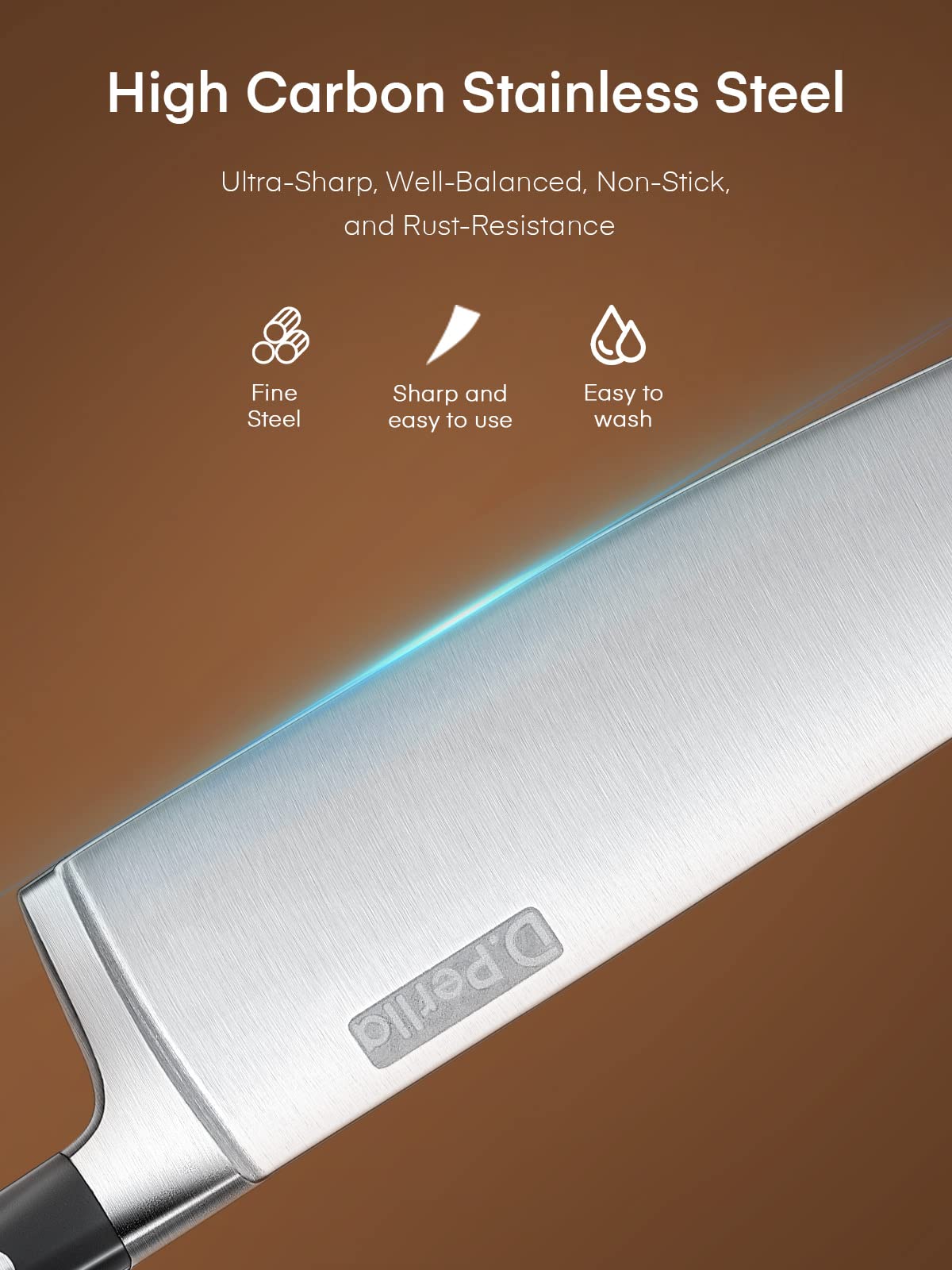 Cuchillo para rebanar D.Perlla de 8 pulg. facilita porciones uniformes