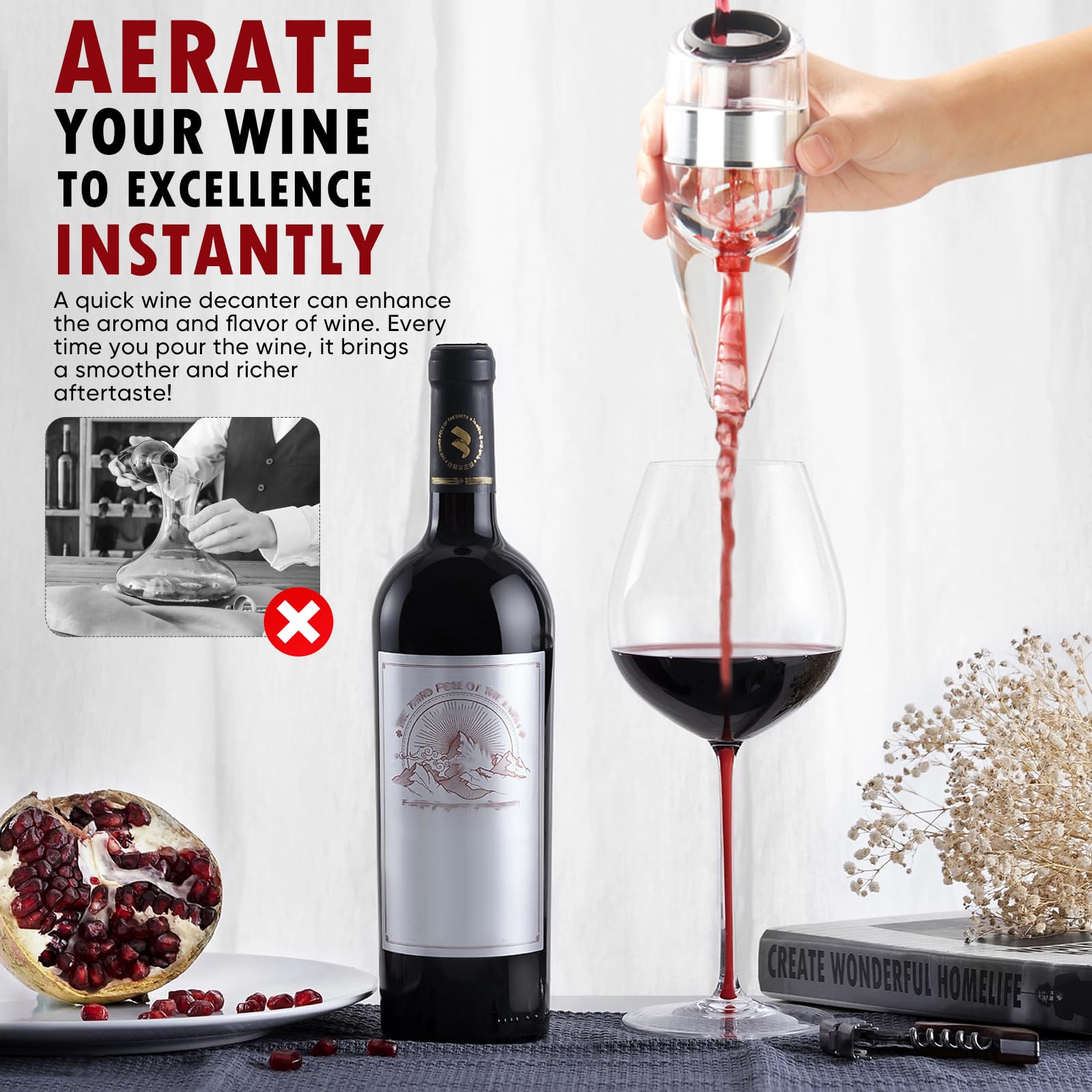Regalo de lujo D&Slifei, aireación de vino para aficionados y sumilleres.
