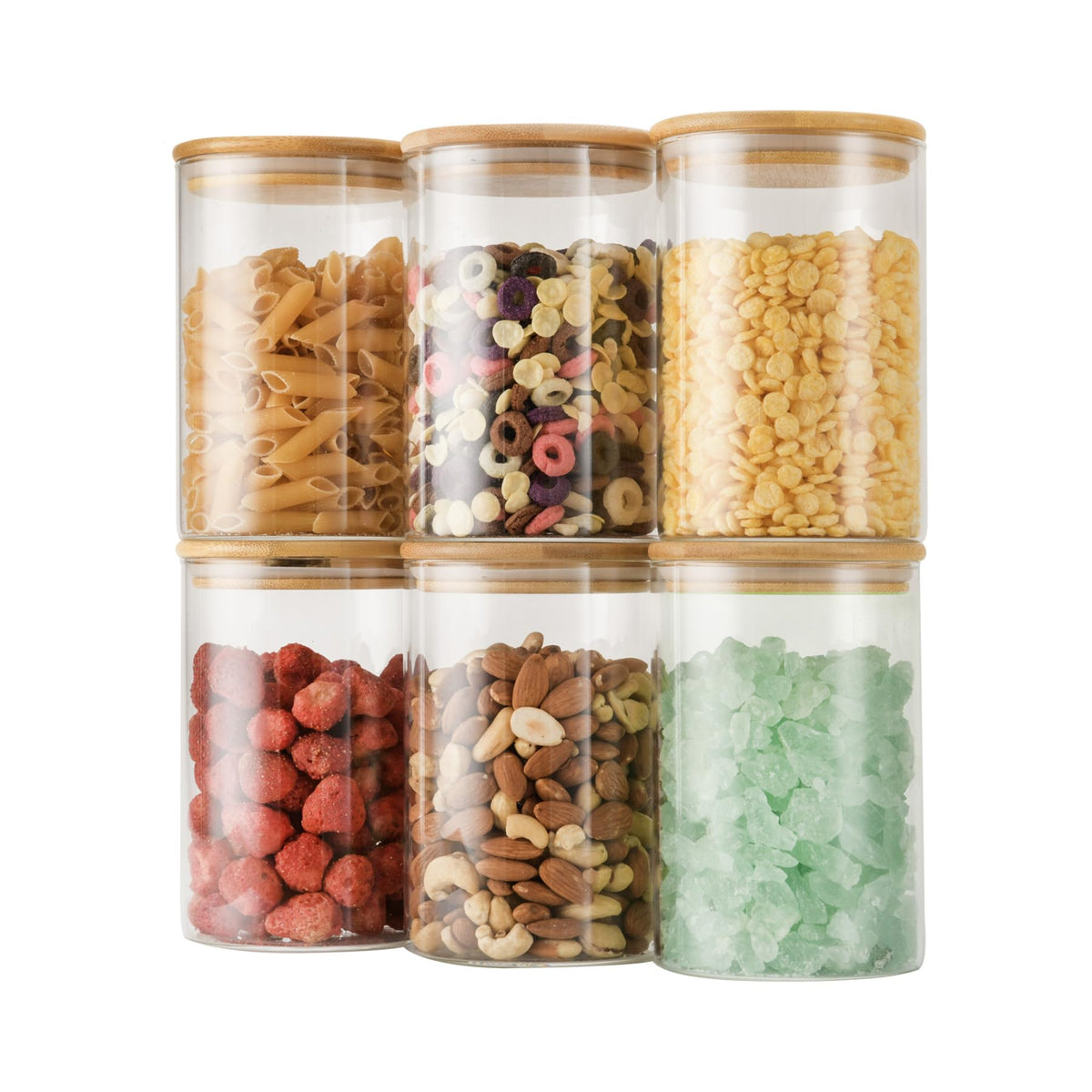 D2scrma jarros de vidrio 950 ml con tapas de bambú para despensa ordenada
