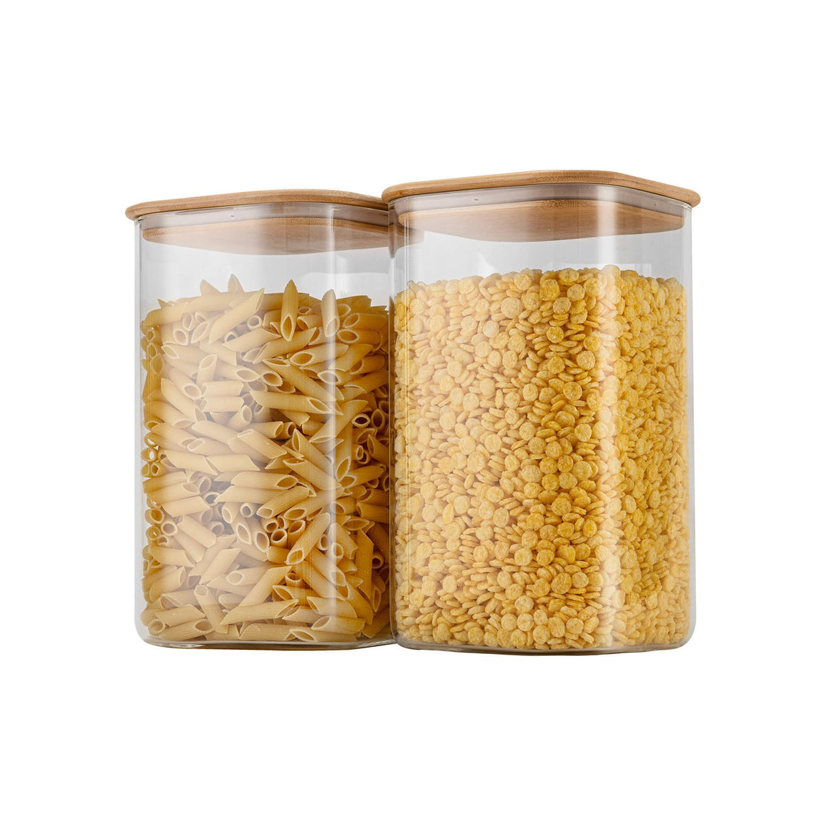 D2scrma frascos de vidrio cuadrados con tapa de bambú para almacenamiento hermético.