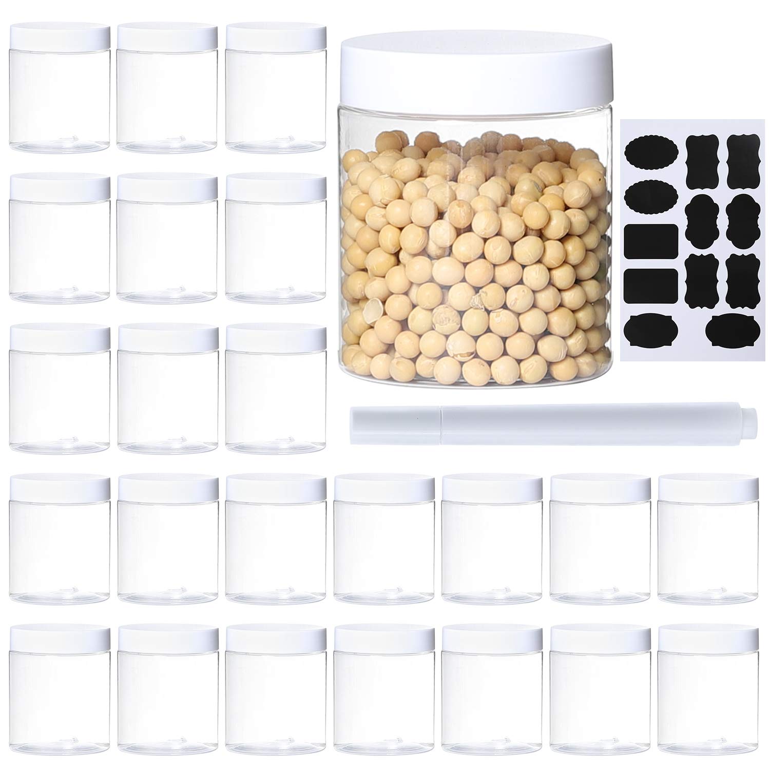 Dabacc frascos transparentes de 8oz con boca ancha para visión rápida del contenido
