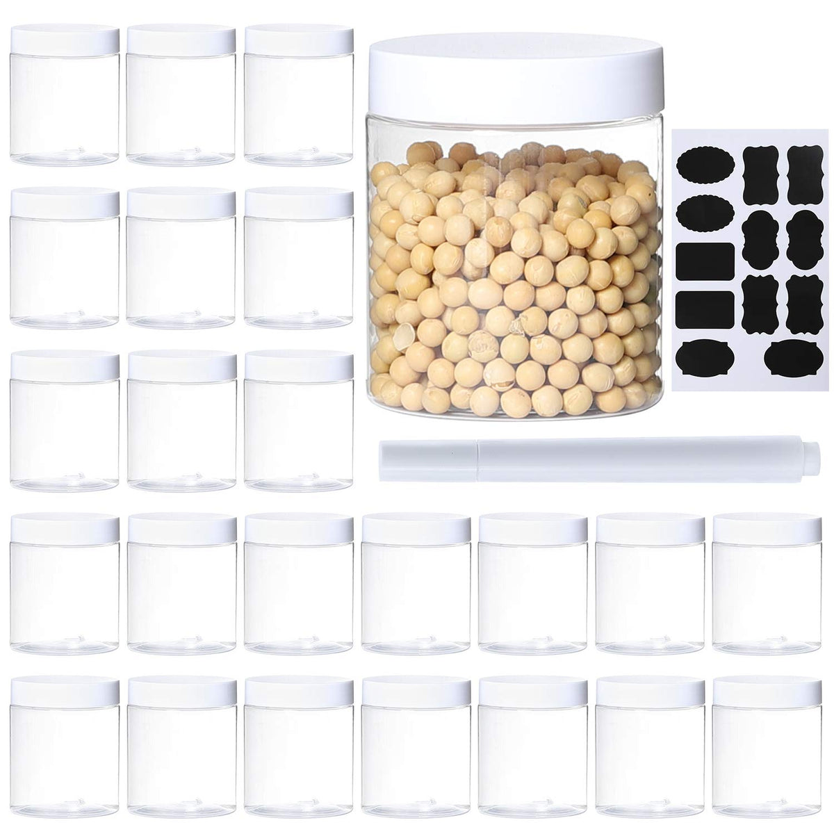 Dabacc frascos transparentes de 8oz con boca ancha para visión rápida del contenido