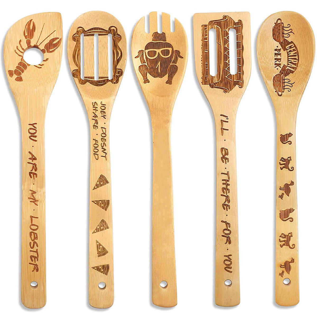 Cucharas de madera DaceStar Friends para cocinar sin rayar ollas antiadherentes.