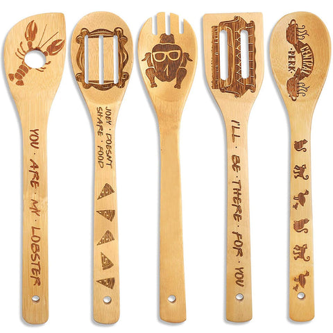 Cucharas de madera DaceStar Friends para cocinar sin rayar ollas antiadherentes.