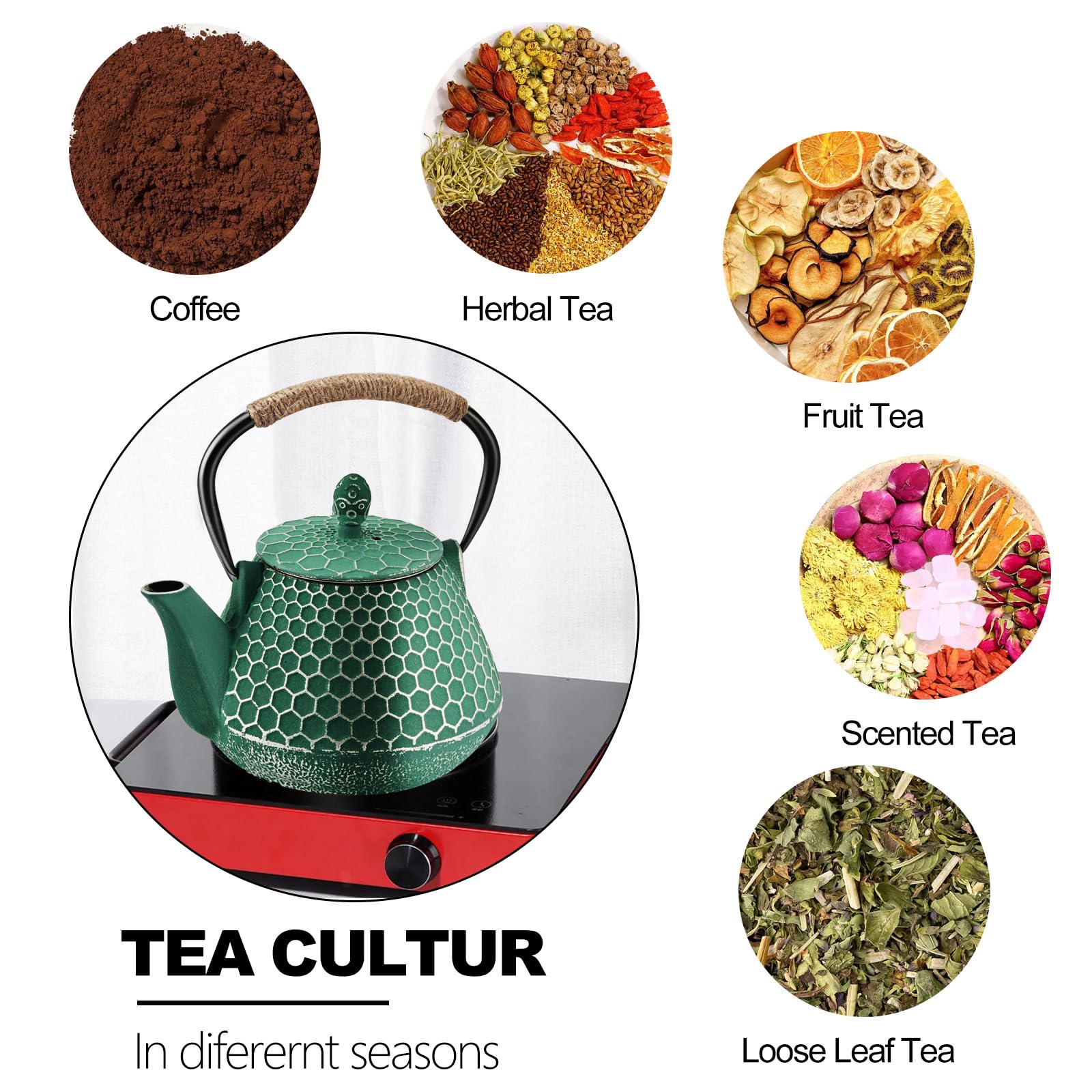 Infusor desmontable de la tetera Dachenus para hojas sueltas y tés herbales.