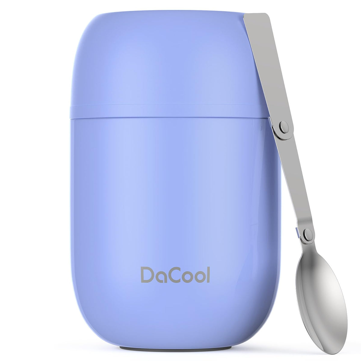 DaCool bote termo para alimentos 16oz morado frente; mantiene comida caliente o fría.