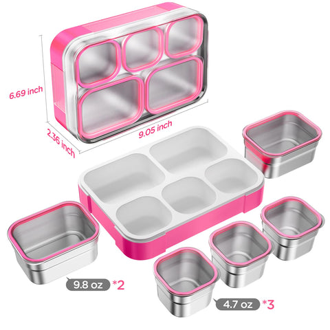 DaCool caja de almuerzo rosa, apta para lavavajillas el contenedor; tapas requieren lavado manual.