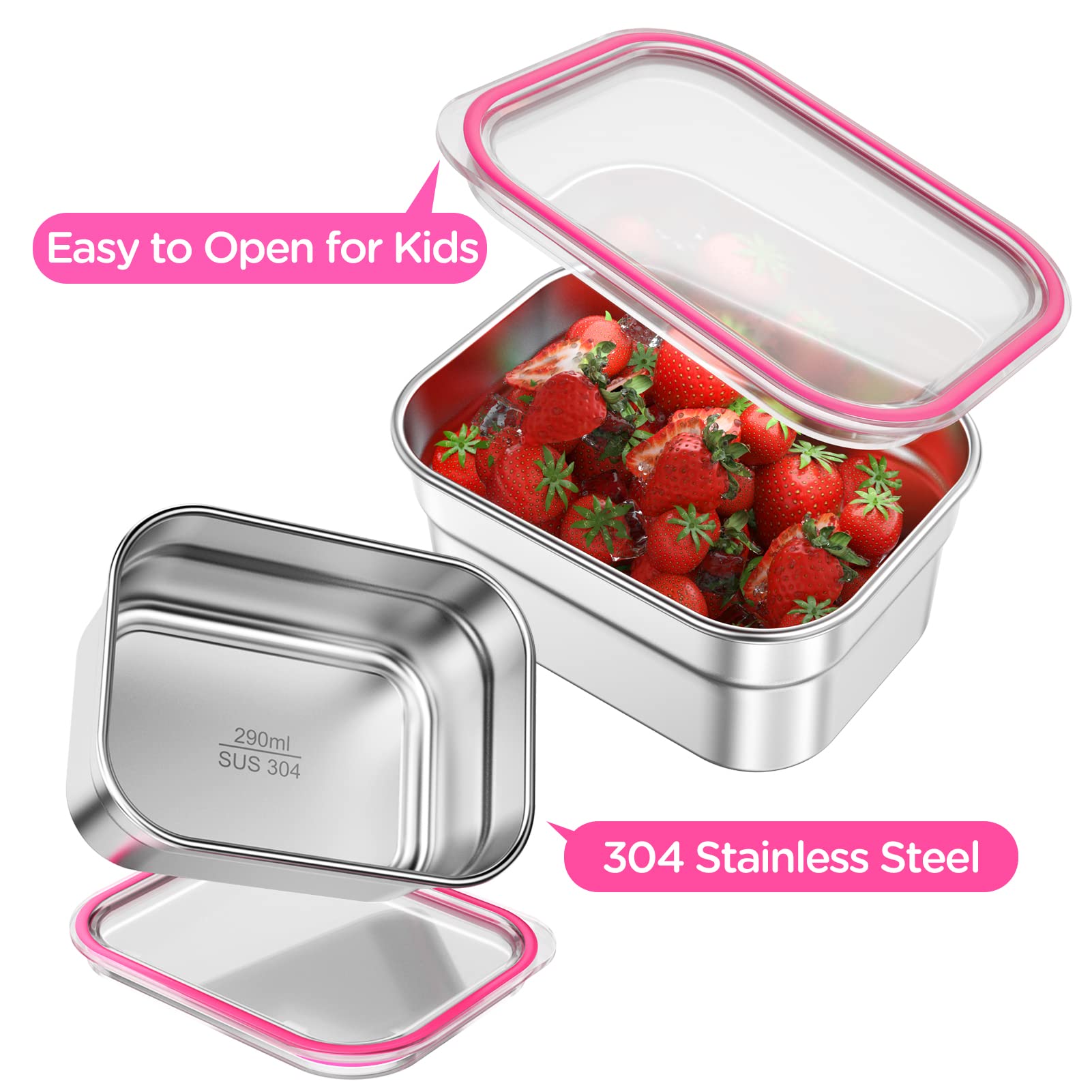 DaCool caja de almuerzo rosa, ideal para escuela y actividades al aire libre.