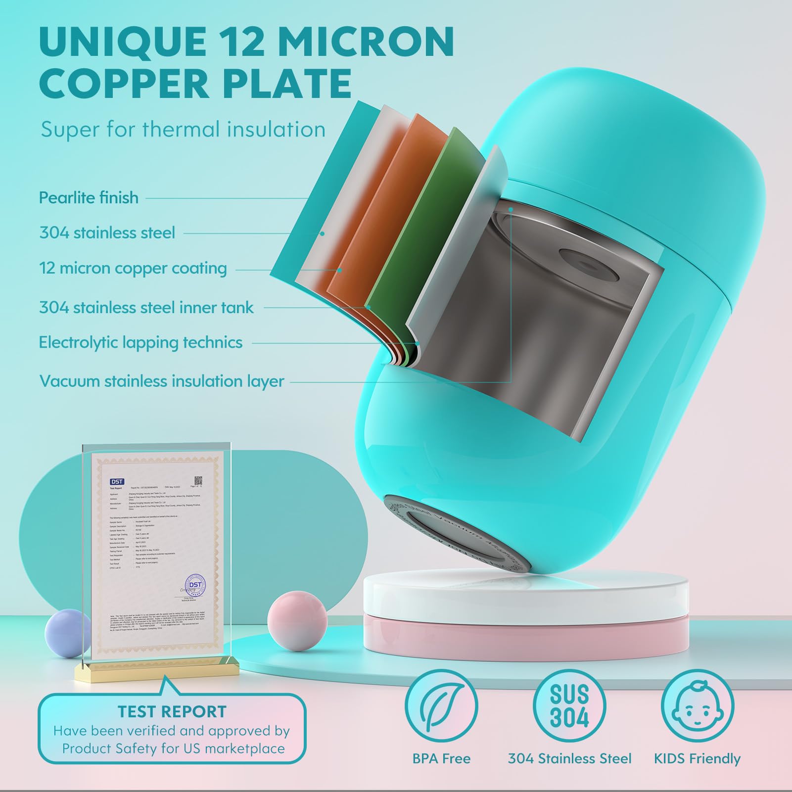 DaCool Food Thermo con tapa doble, cierre hermético para viajes
