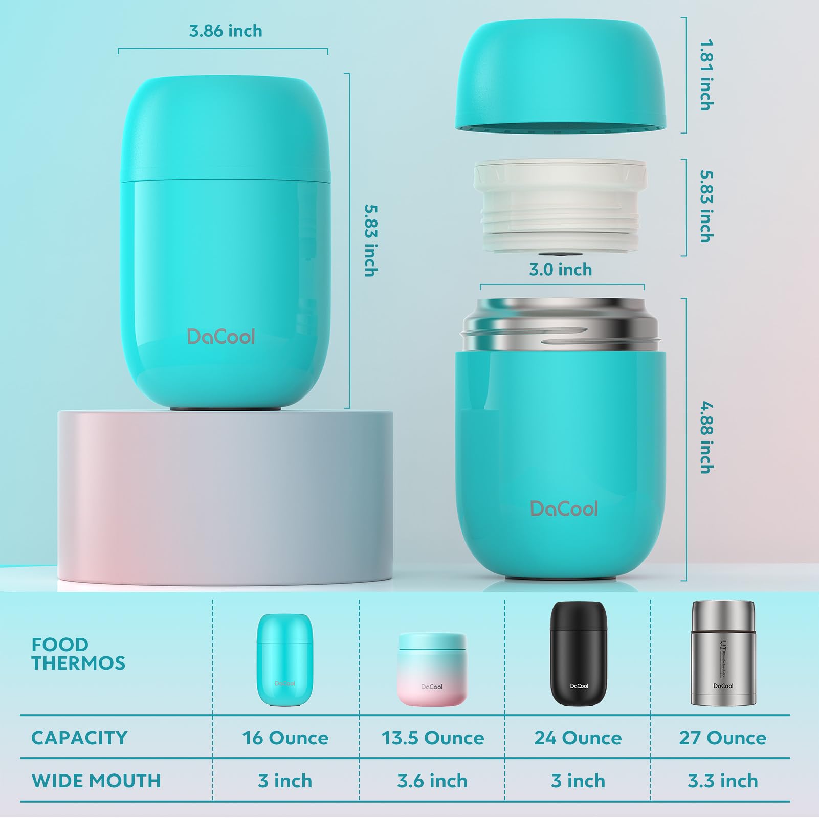 DaCool Food Thermo para picnic, oficina o viajes, conveniente para llevar