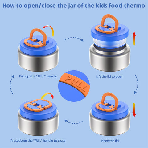 Apertura fácil de la tapa del termo DaCool para niños