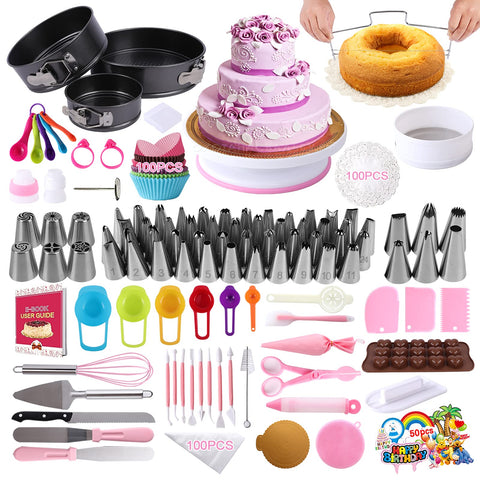 DAFONSO kit de decoración de tortas con base giratoria antideslizante para pasteles seguros y uniformes.