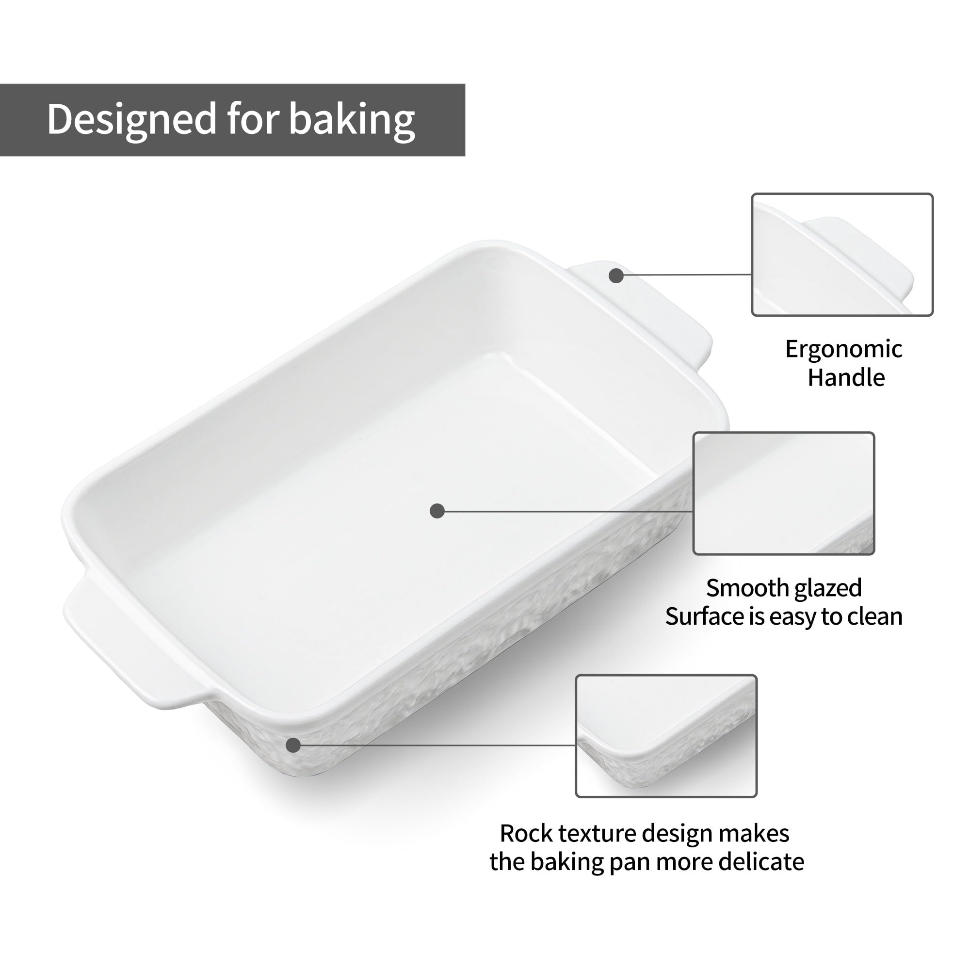 Cazuela Dafuceramic de 1,65 qt con mango para hornear porciones.