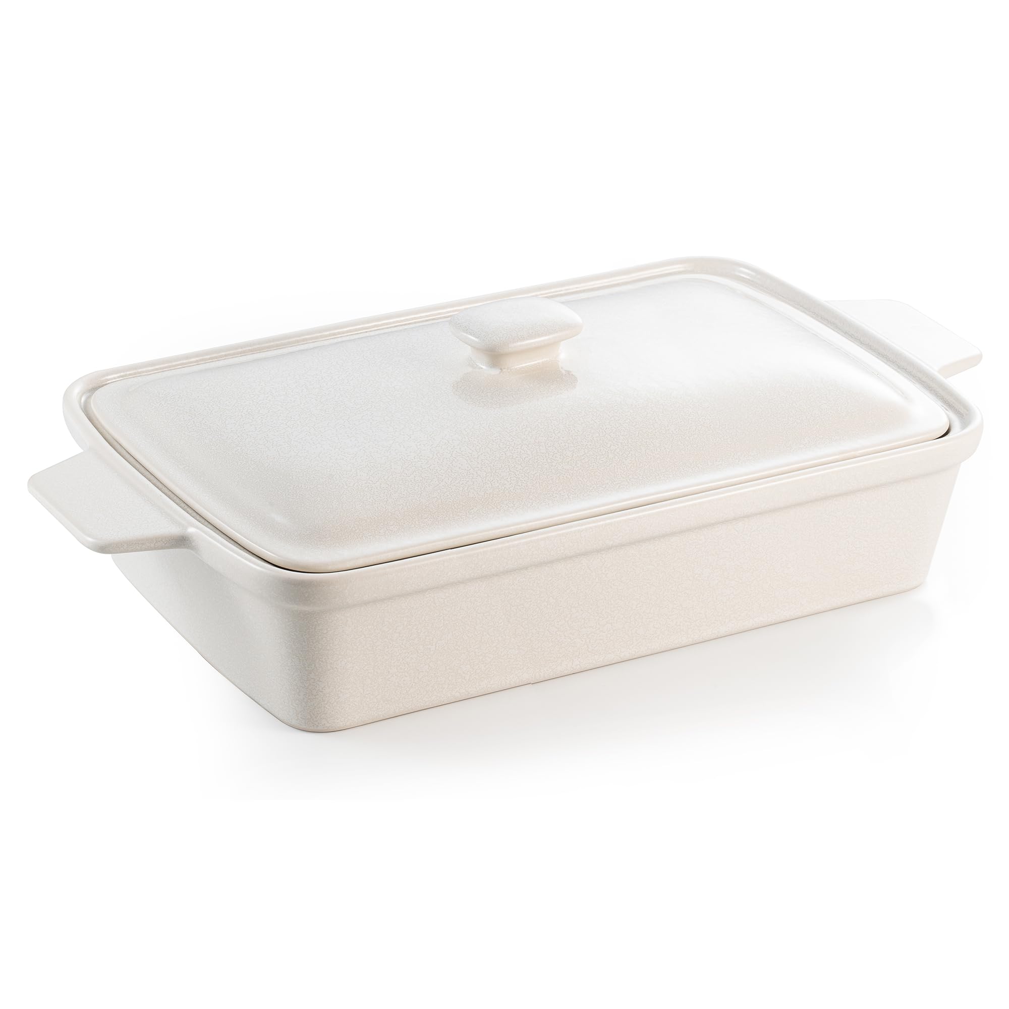 Dafuceramic cazuela con tapa de porcelana rectangular 13x9 pulgadas, conserva humedad al hornear