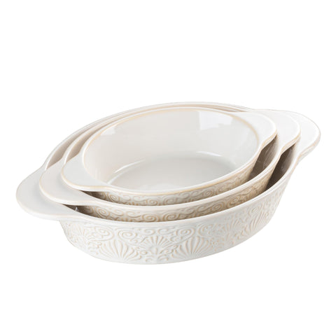 Dafuceramic cazuela oval cerámica set 3 piezas, ideal para hornear y servir.